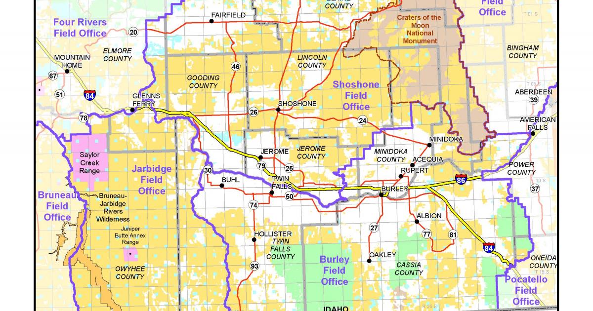 Twin Falls District Map Bureau Of Land Management 5413